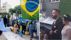 Casal se casam em frente a quartel durante manifestação - politica, brasil