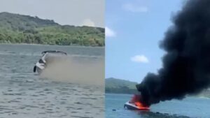 Embarcação pega fogo em praia na Baía de Todos-os-Santos - destaque, bahia