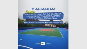 SAJ: Quadra poliesportiva do bairro Santa Madalena será reinaugurada nesta sexta (12) - saj