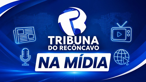 Arte institucional do Tribuna do Recôncavo na Mídia com logotipo e ícones de jornal, microfone, TV e internet.