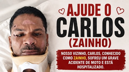 Carlos dos Santos, morador de Laje, internado após sofrer um grave acidente de moto.
