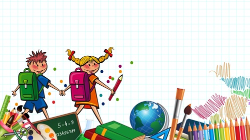 Crianças indo para a escola, representando cuidados com a saúde e o desenvolvimento infantil