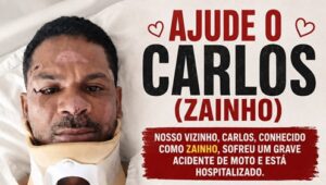 Carlos dos Santos, morador de Laje, internado após sofrer um grave acidente de moto.