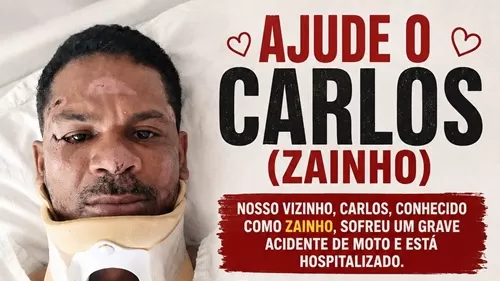 Carlos dos Santos, morador de Laje, internado após sofrer um grave acidente de moto.