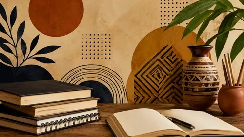 Livros empilhados com flores sobre a capa, em composição artística