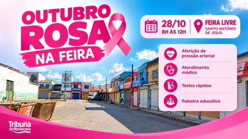 Feira Livre de Santo Antônio de Jesus recebe ação do Outubro Rosa com serviços gratuitos de saúde.